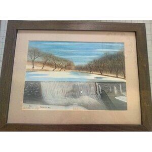 Watercolor Ressler’s Mill Framed Picture Signed by Anna Ruth Enders 16.5x21.5